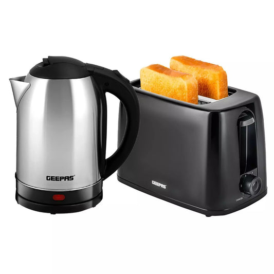 1.8L Cordless Electric Kettle & 2 Slice Bread Toaster Kitchen Set-Black-1500W