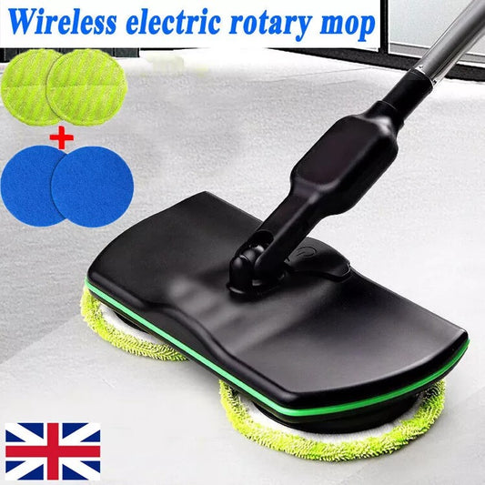 2 In 1 Electric Rechargeable Cordless Floor Cleaner-Scrubber-Polisher Mop Set-UK