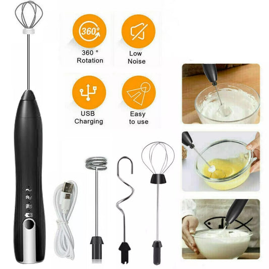 Rechargeable Electric Milk,Coffee,Frother,Whisk,Egg Beater-Handheld Frappe-Mixer