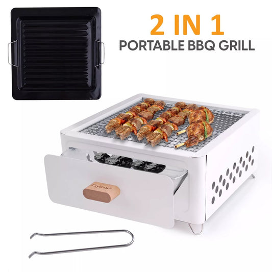 TABLETOP BBQ FOLDING CHARCOAL BARBECUE GRILL-PORTABLE-TRAVEL-OUTDOOR-PICNIC