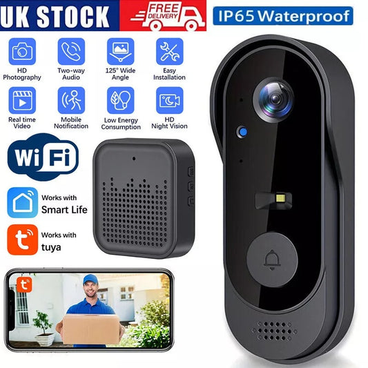 Smart Wireless WiFi Ring Doorbell-Security Intercom Video Camera-Door Bell-UK