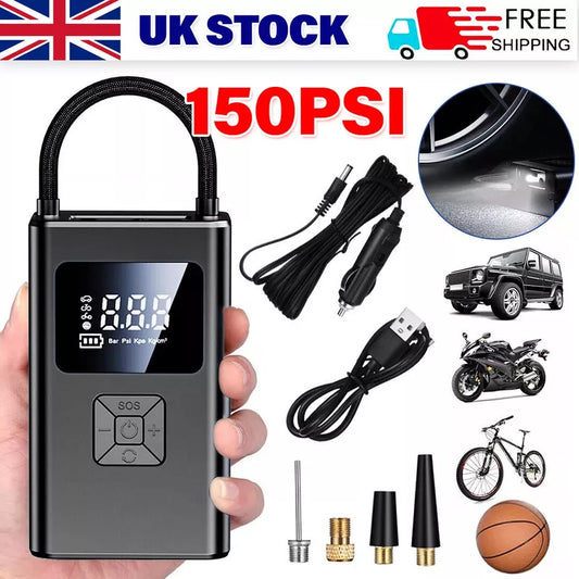 Cordless Car Tyre Inflator-Digital USB Rechargeable Tire Air Compressor Pump-UK