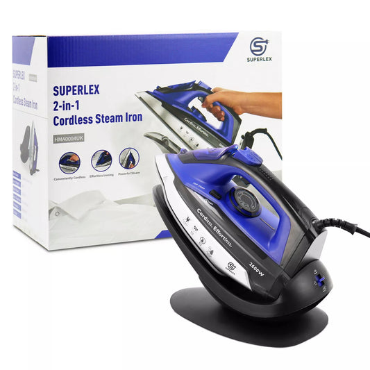 Superlex 2-in-1 Cordless Steam Iron, Ceramic Soleplate, Self-Cleaning, 2600W - Fast & Efficient"