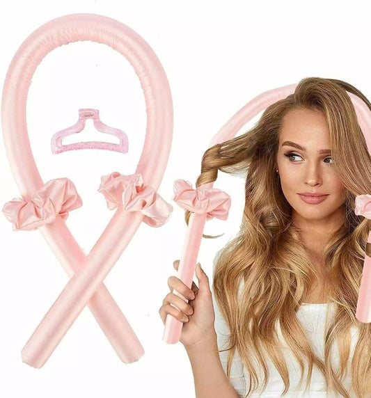 Women Girl Silk Ribbon Hair Curler-Heatless Curling Rod-Head Band-Wave Former