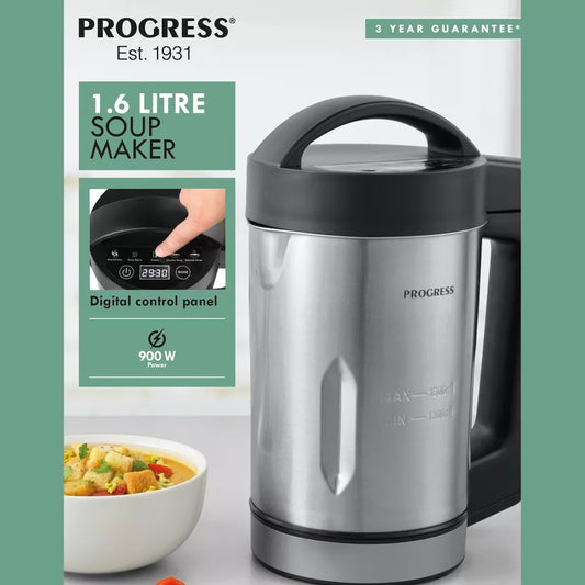 Soup Maker 1.6 Litre-Digital Electric Mixer-Stainless Steel Jug-900W-Progress