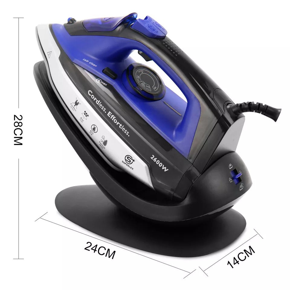 Superlex 2-in-1 Cordless Steam Iron, Ceramic Soleplate, Self-Cleaning, 2600W - Fast & Efficient"