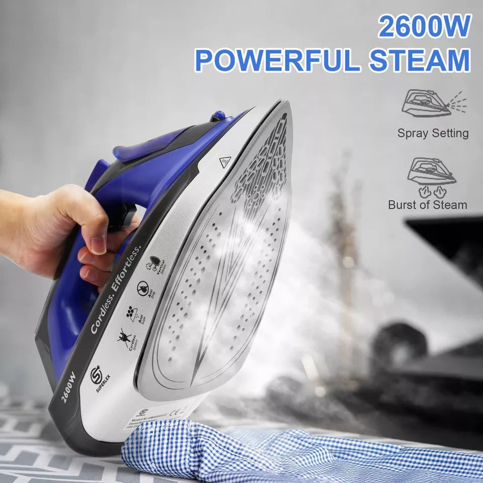 Superlex 2-in-1 Cordless Steam Iron, Ceramic Soleplate, Self-Cleaning, 2600W - Fast & Efficient"