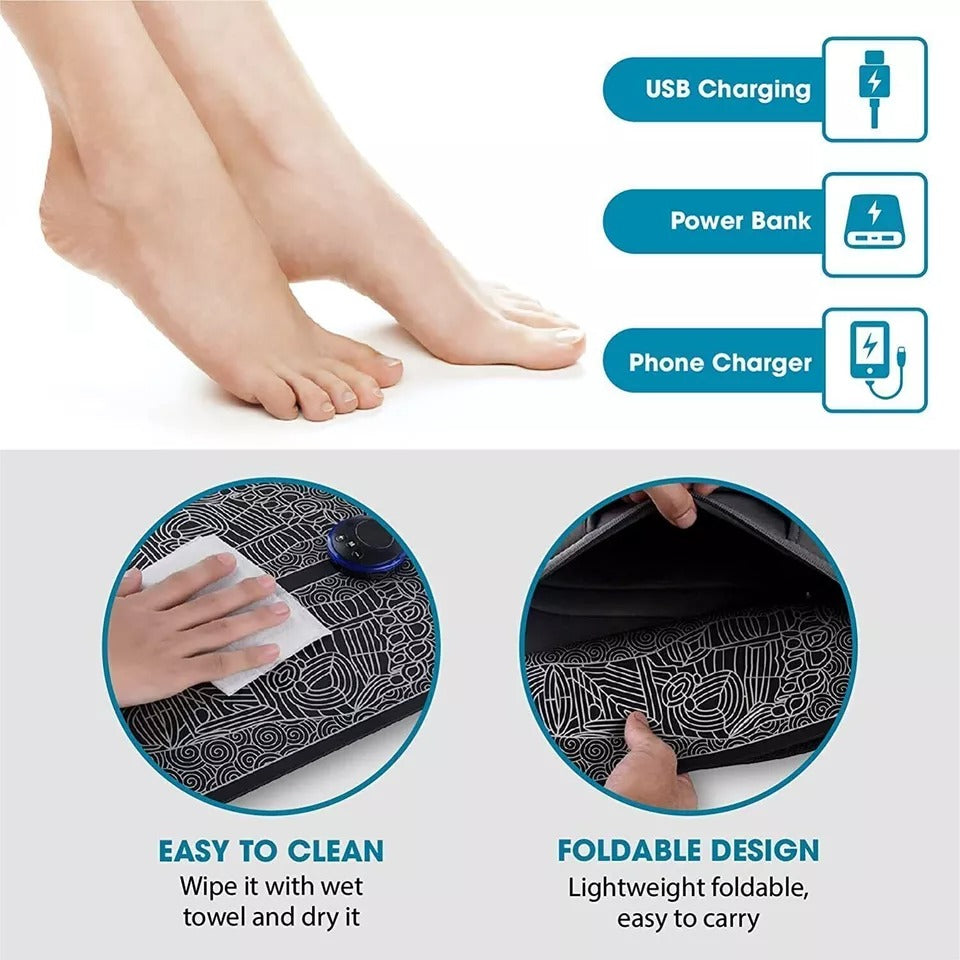 EMS Foot Massager-Mat Electric Pad-Blood Muscle Circulation-Relief Pain-LED USB