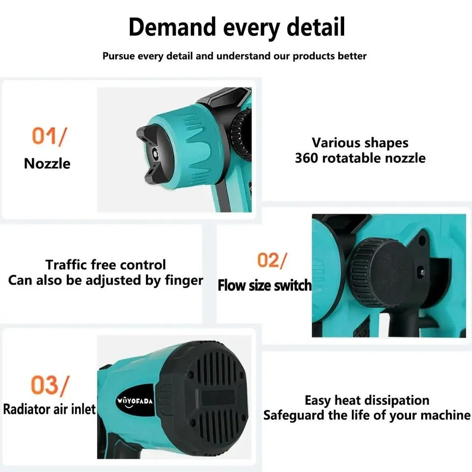 Spray Gun Cordless Fence Wall Paint Sprayer Electric Airless HVLP For Makita