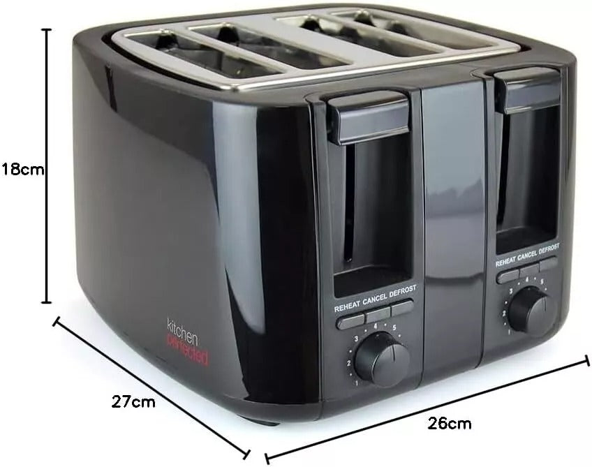 4 Slice Toaster Wide Slot Browning Defrost Reheat High Lift - Colour Choice