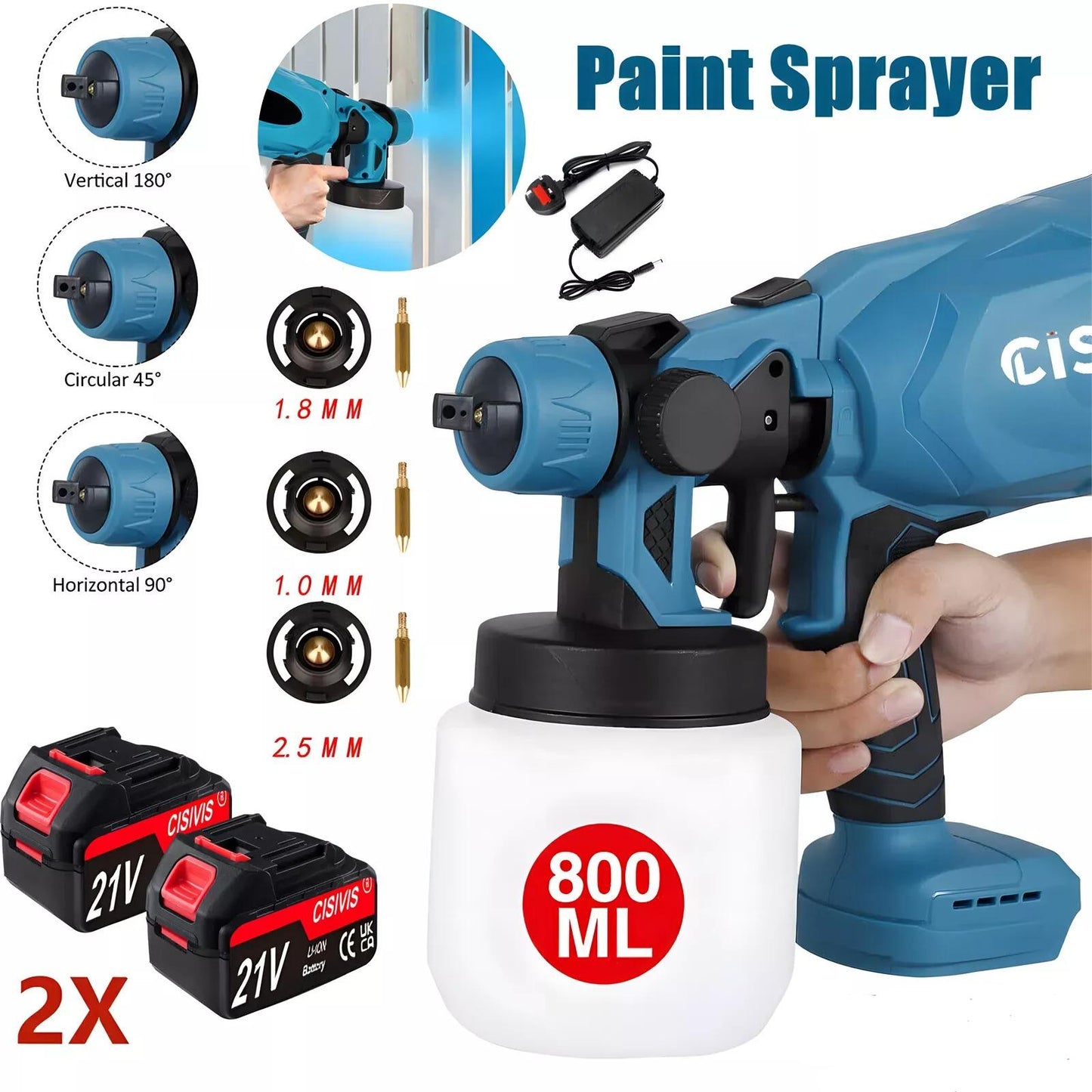 Spray Gun Cordless Fence Wall Paint Sprayer Electric Airless HVLP For Makita